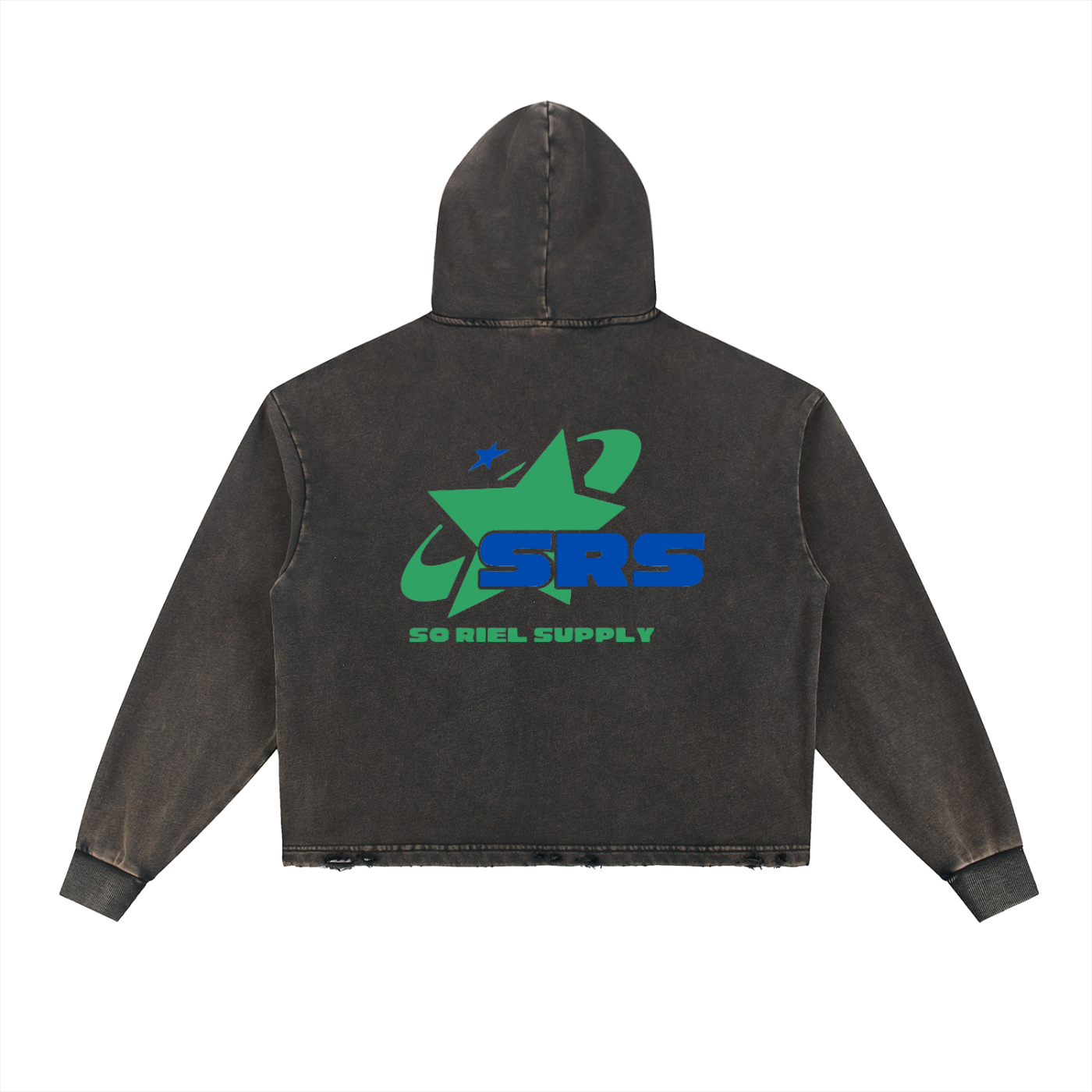 Vintage Washed Frayed-Hem Hoodie