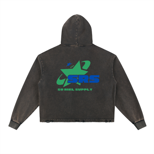 Vintage Washed Frayed-Hem Hoodie